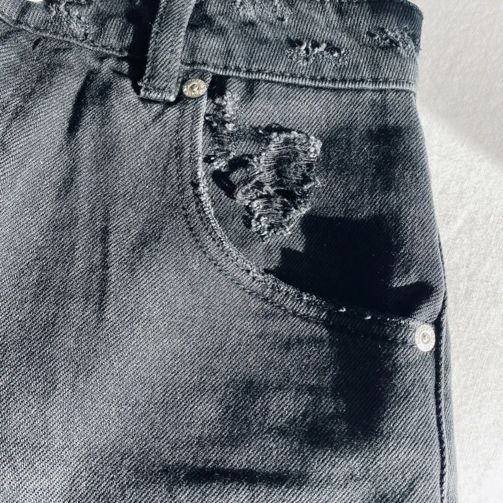 Rolla's High Rise Black Distressed Denim Shorts XS | Vintage Cutoff
